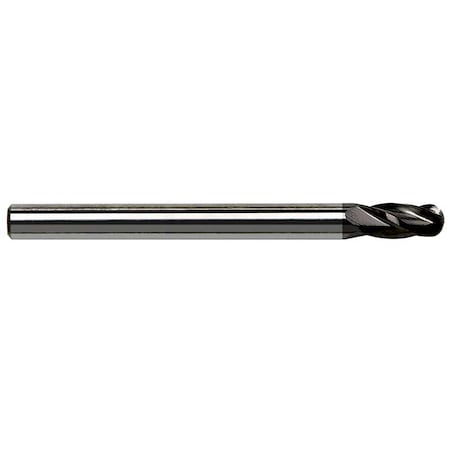 3mm Diameter 4-Flute Ball Nose Stub Length TiAlN Coated Carbide End Mill, 5PK